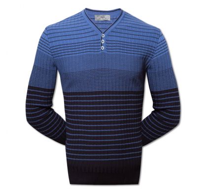 Полосатый пуловер 3XL-5XL (1519), цвет синий-электрик, D.Steech, фото № 3