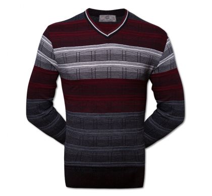 Классический пуловер S-M (1240-1), цвет чёрный-бордо, D.Steech, фото № 1